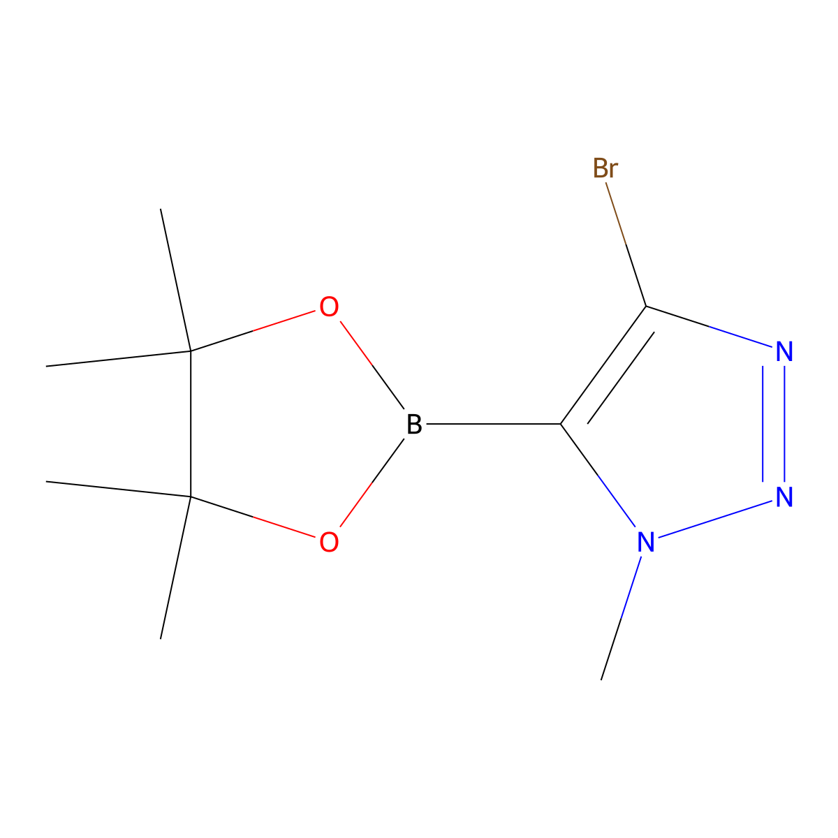 4-bromo-1-methyl-5-(4,4,5,5-tetramethyl-1,3,2-dioxaborolan-2-yl)-1H-1,2,3-triazole molecular structure, CAS 2246845-35-0
