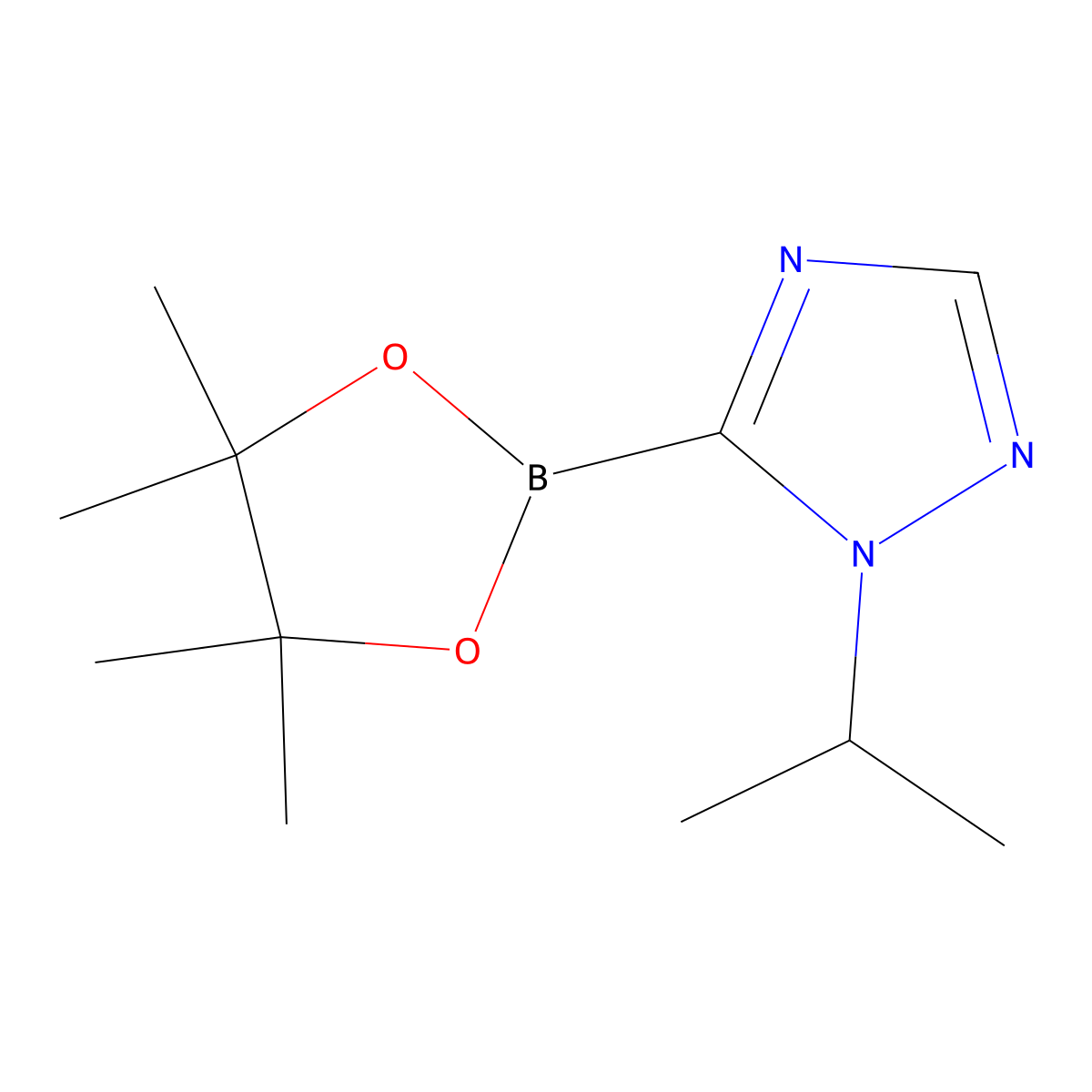 1-(propan-2-yl)-5-(tetramethyl-1,3,2-dioxaborolan-2-yl)-1H-1,2,4-triazole molecular structure, CAS 2246849-05-6