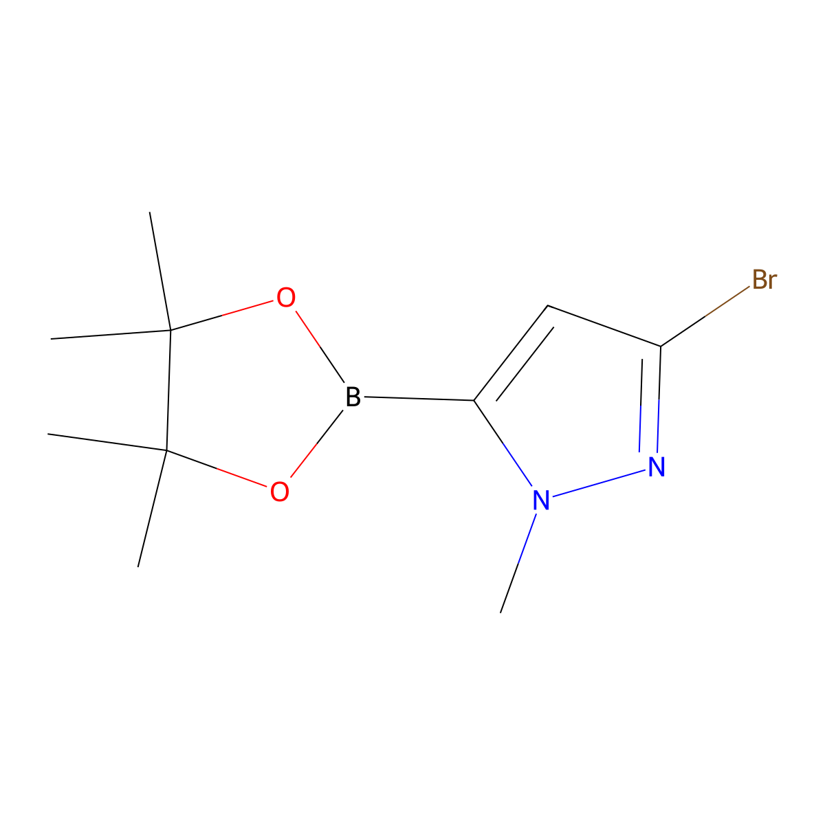 3-bromo-1-methyl-5-(4,4,5,5-tetramethyl-1,3,2-dioxaborolan-2-yl)-1H-pyrazole molecular structure, CAS 2246849-56-7