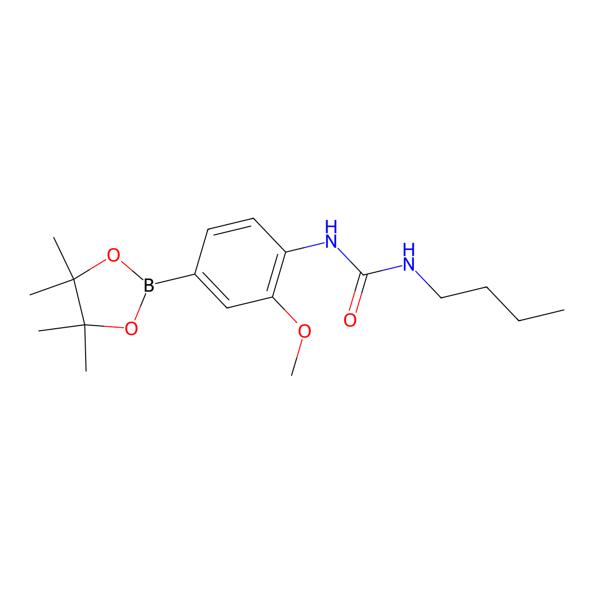 1-Butyl-3-(2-methoxy-4-(4,4,5,5-tetramethyl-1,3,2-dioxaborolan-2-yl)phenyl)urea molecular structure, CAS 2246849-82-9