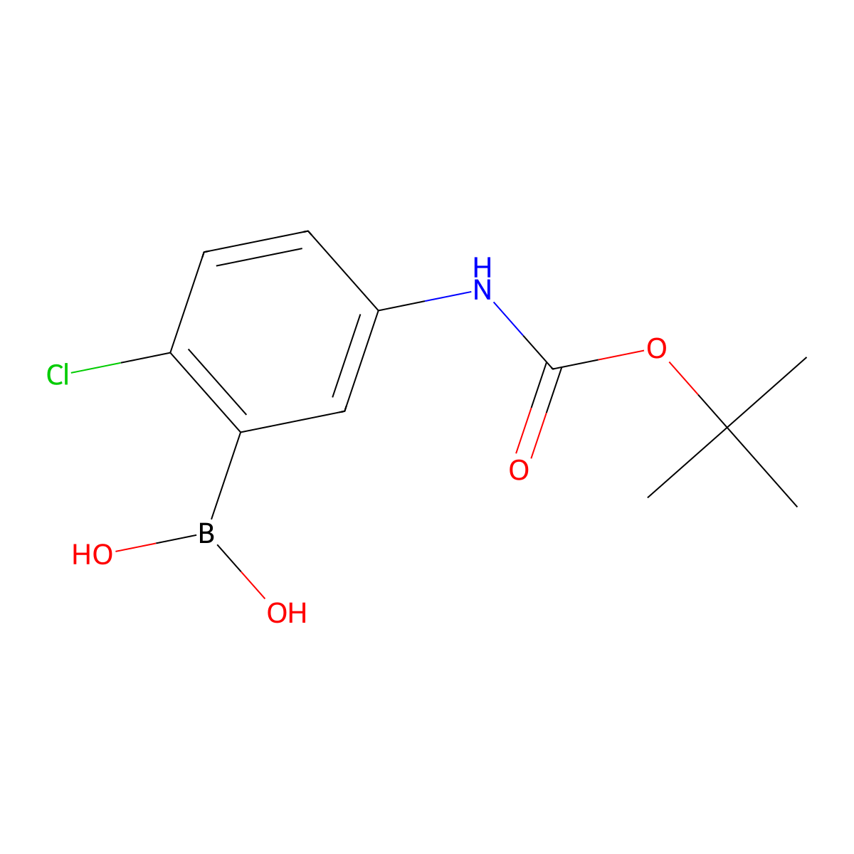 (5-((tert-Butoxycarbonyl)amino)-2-chlorophenyl)boronic acid molecular structure, CAS 2246849-87-4