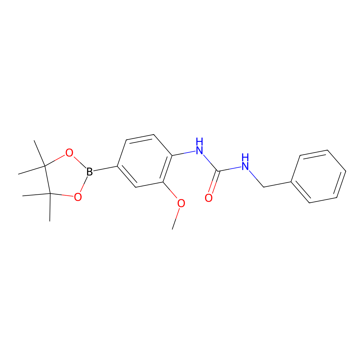 1-Benzyl-3-(2-methoxy-4-(4,4,5,5-tetramethyl-1,3,2-dioxaborolan-2-yl)phenyl)urea molecular structure, CAS 2246852-97-9