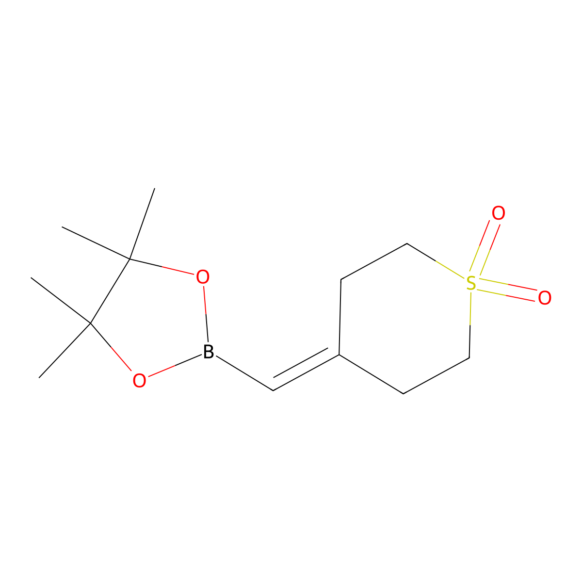 4-((4,4,5,5-Tetramethyl-1,3,2-dioxaborolan-2-yl)methylene)tetrahydro-2H-thiopyran 1,1-dioxide molecular structure, CAS 2246853-73-4