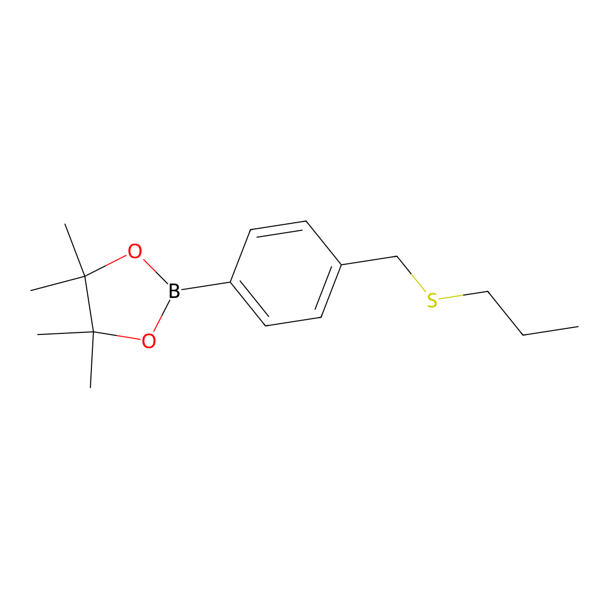 4-(S-Propylthiomethyl)phenylboronic acid, pinacol ester molecular structure, CAS 2246858-23-9