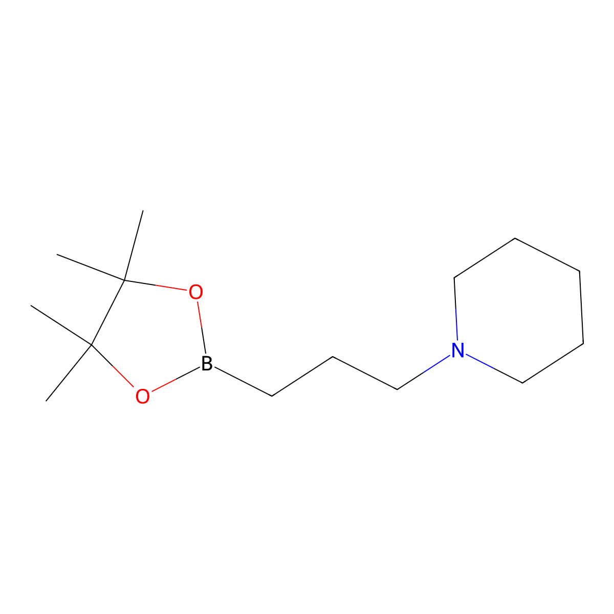 1-[3-(Tetramethyl-1,3,2-dioxaborolan-2-yl)propyl]piperidine molecular structure, CAS 2246862-85-9