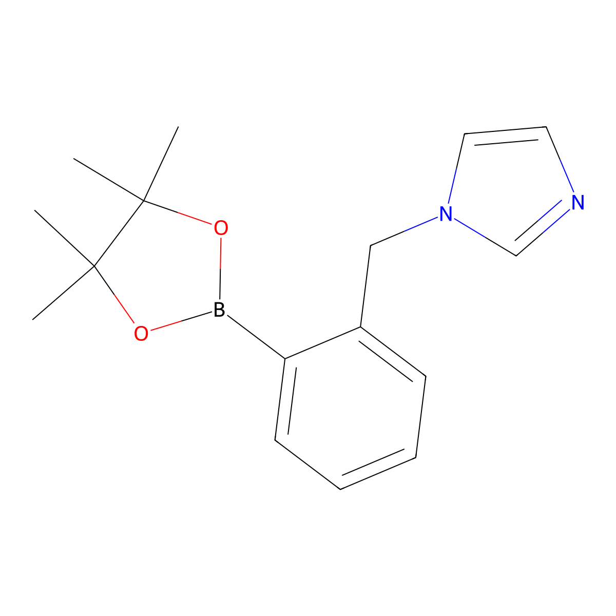 1-{[2-(tetramethyl-1,3,2-dioxaborolan-2-yl)phenyl]methyl}-1H-imidazole molecular structure, CAS 2246863-75-0