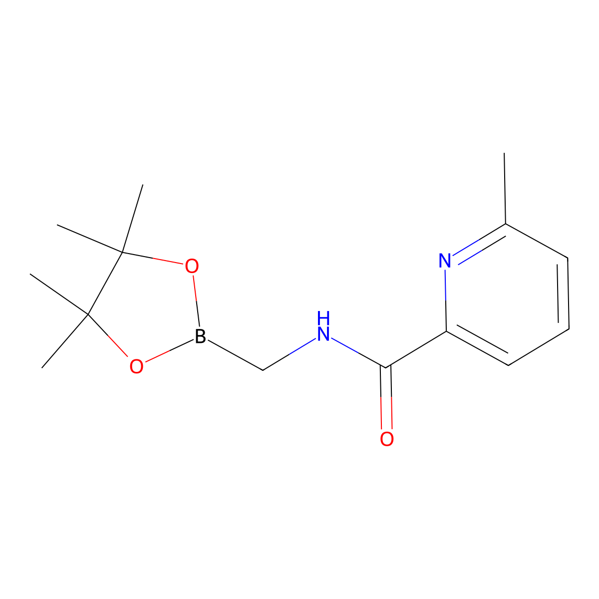 6-Methyl-N-((4,4,5,5-tetramethyl-1,3,2-dioxaborolan-2-yl)methyl)picolinamide molecular structure, CAS 2246867-41-2