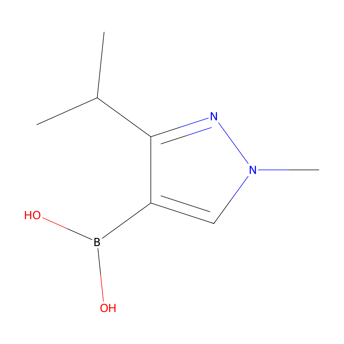 [1-methyl-3-(propan-2-yl)-1H-pyrazol-4-yl]boronic acid molecular structure, CAS 2246872-22-8