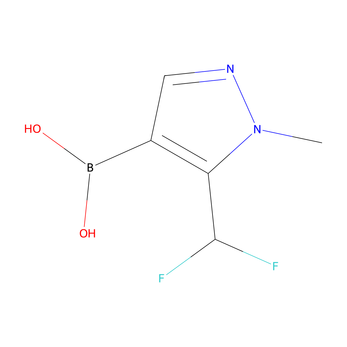 [5-(difluoromethyl)-1-methyl-1H-pyrazol-4-yl]boronic acid molecular structure, CAS 2246874-33-7