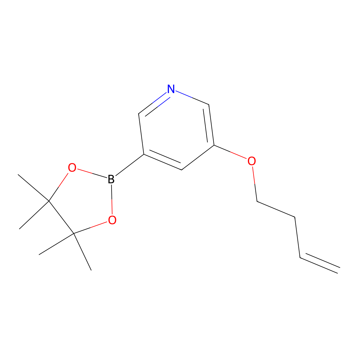 3-(But-3-en-1-yloxy)-5-(tetramethyl-1,3,2-dioxaborolan-2-yl)pyridine molecular structure, CAS 2246874-52-0