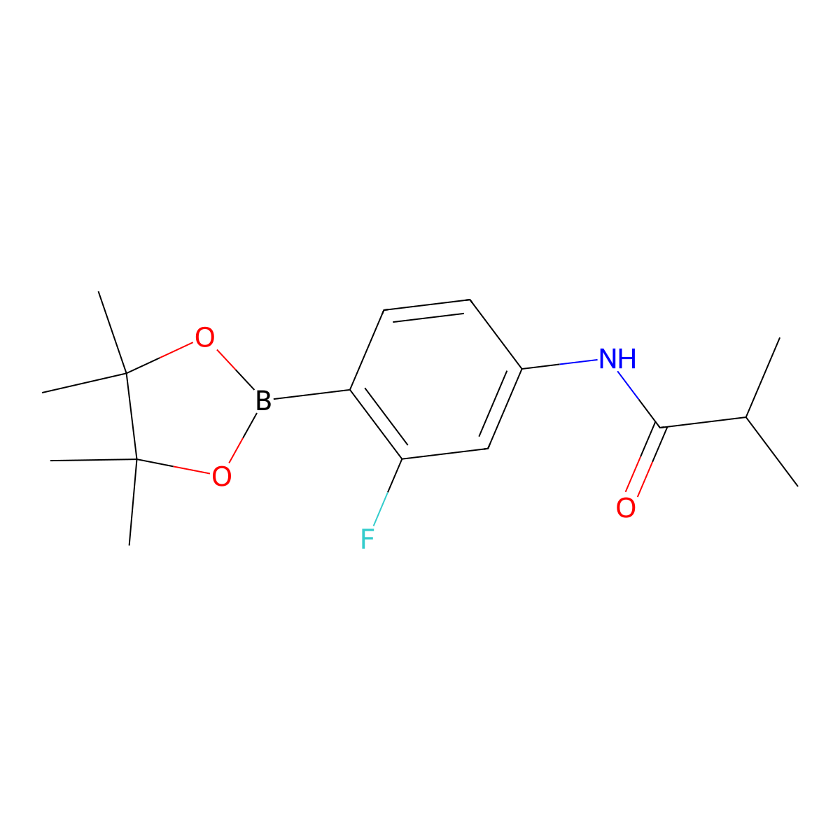 N-[3-fluoro-4-(tetramethyl-1,3,2-dioxaborolan-2-yl)phenyl]-2-methylpropanamide molecular structure, CAS 2246875-71-6