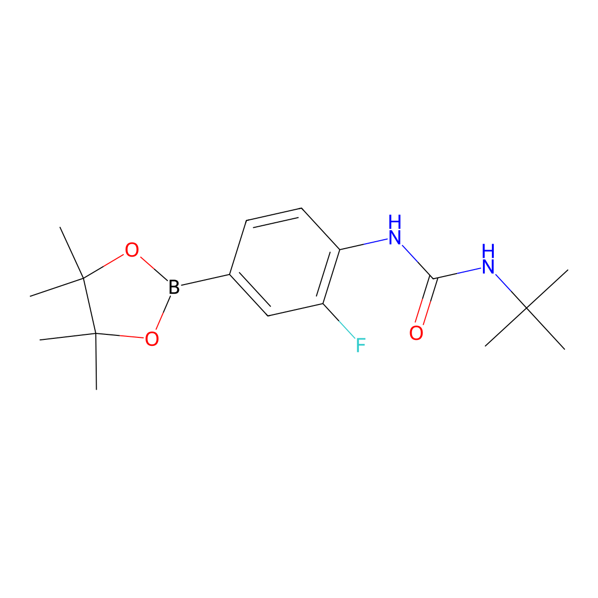 1-(Tert-butyl)-3-(2-fluoro-4-(4,4,5,5-tetramethyl-1,3,2-dioxaborolan-2-yl)phenyl)urea molecular structure, CAS 2246878-24-8