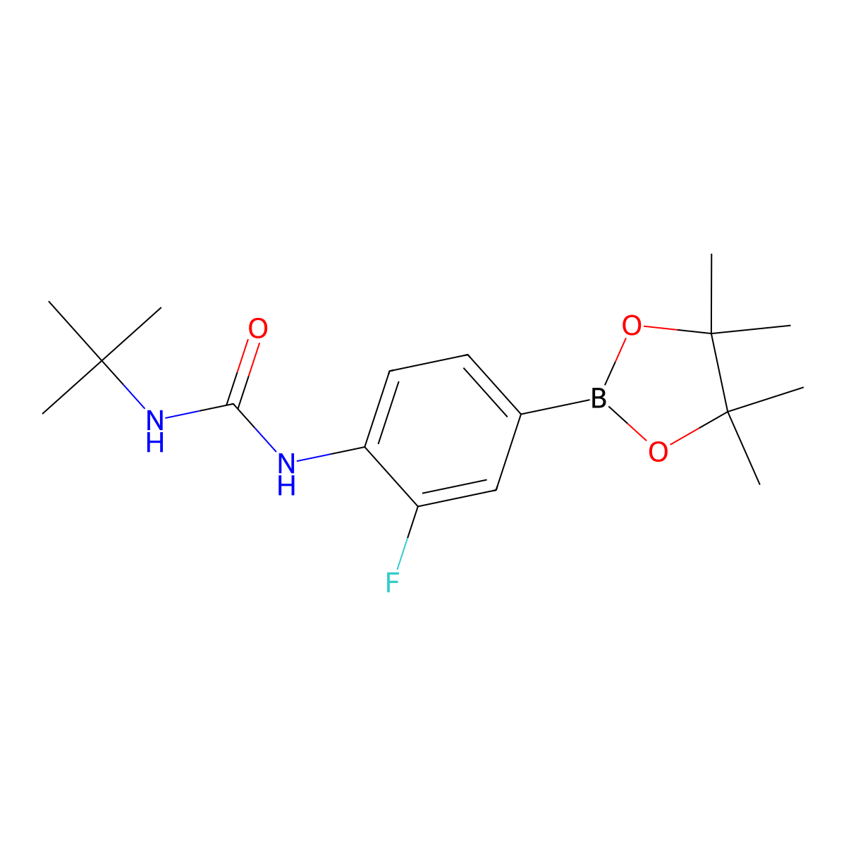 1-(Tert-butyl)-3-(2-fluoro-4-(4,4,5,5-tetramethyl-1,3,2-dioxaborolan-2-yl)phenyl)urea molecular structure, CAS 2246878-24-8
