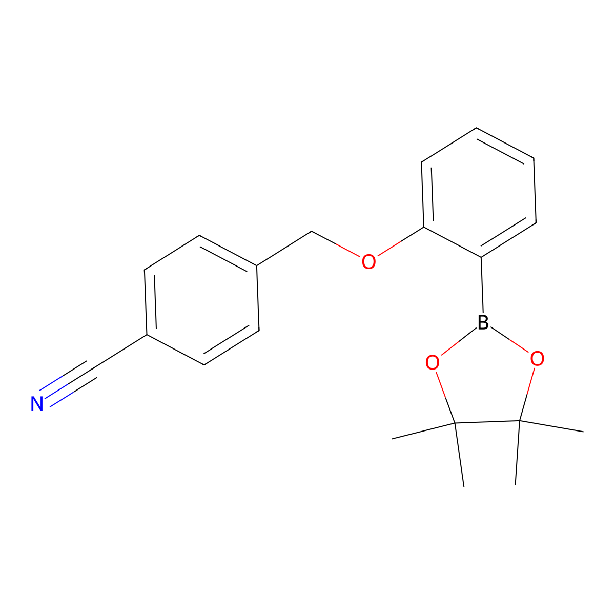 4-[2-(4,4,5,5-Tetramethyl-[1,3,2]dioxaborolan-2-yl)-phenoxymethyl]-benzonitrile molecular structure, CAS 2246880-79-3