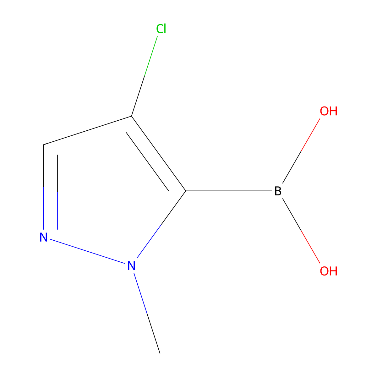 (4-Chloro-1-methyl-1H-pyrazol-5-YL)boronic acid molecular structure, CAS 2246882-02-8