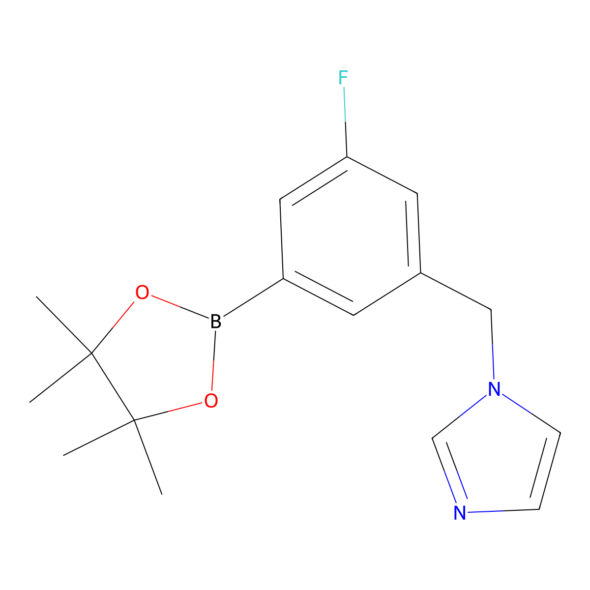 1-((3-fluoro-5-(tetramethyl-1,3,2-dioxaborolan-2-yl)phenyl)methyl)-1H-imidazole molecular structure, CAS 2246882-18-6