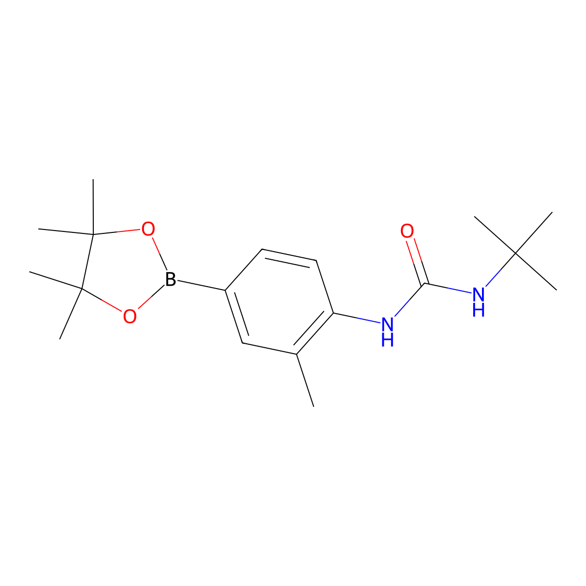 1-(tert-Butyl)-3-(2-methyl-4-(4,4,5,5-tetramethyl-1,3,2-dioxaborolan-2-yl)phenyl)urea molecular structure, CAS 2246885-97-0