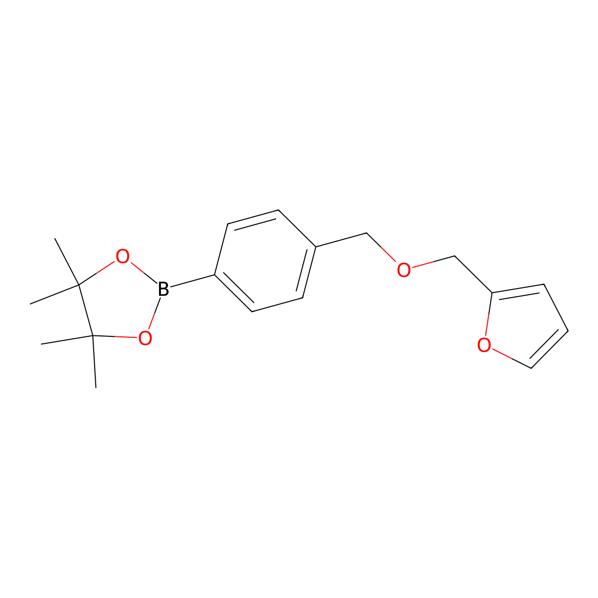 2-(4-((Furan-2-ylmethoxy)methyl)phenyl)-4,4,5,5-tetramethyl-1,3,2-dioxaborolane molecular structure, CAS 2246890-21-9