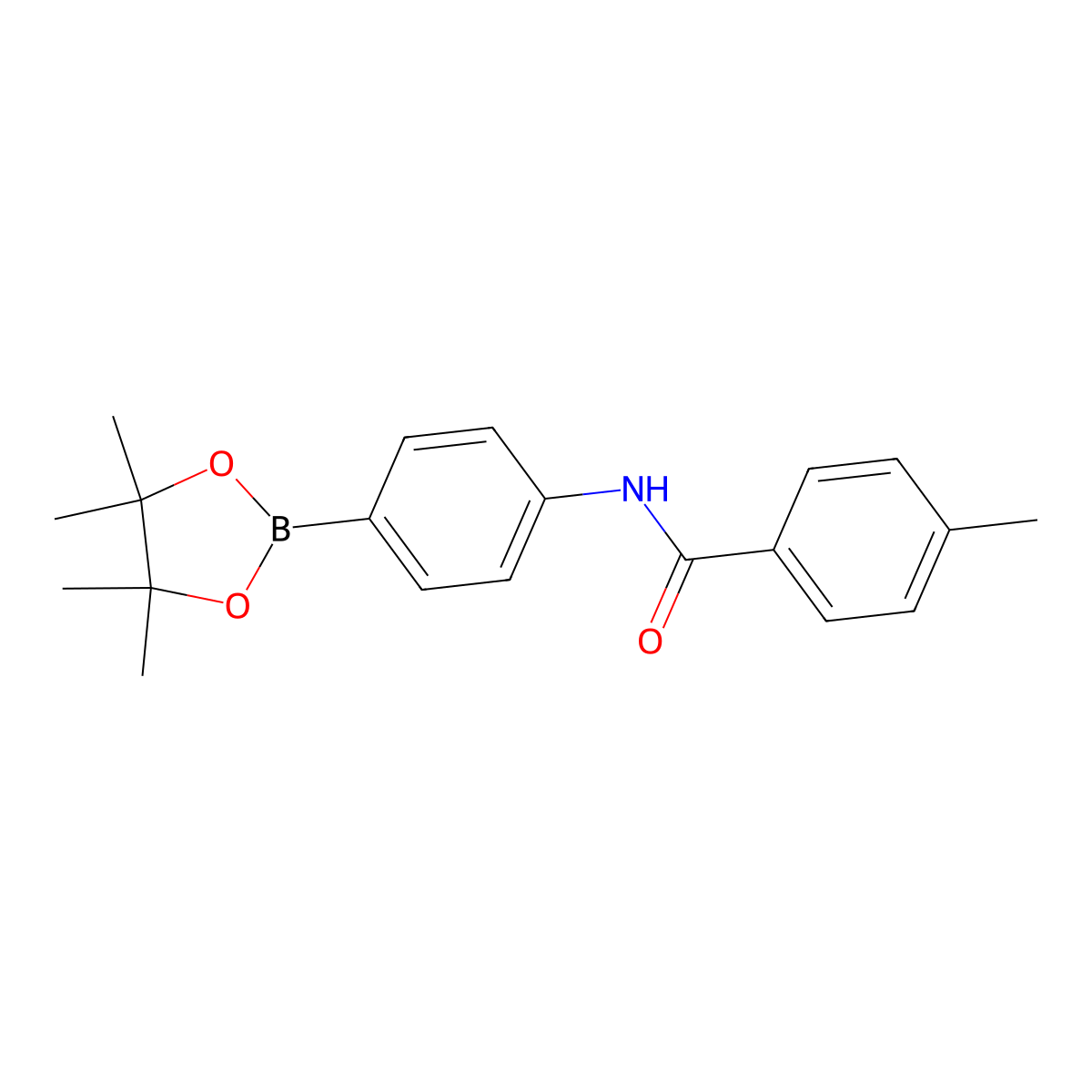 4-methyl-N-[4-(4,4,5,5-tetramethyl-1,3,2-dioxaborolan-2-yl)phenyl]benzamide molecular structure, CAS 2246890-53-7