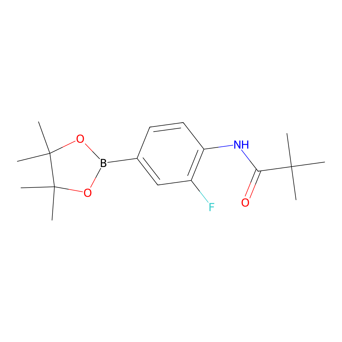 N-[2-fluoro-4-(tetramethyl-1,3,2-dioxaborolan-2-yl)phenyl]-2,2-dimethylpropanamide molecular structure, CAS 2246895-97-4
