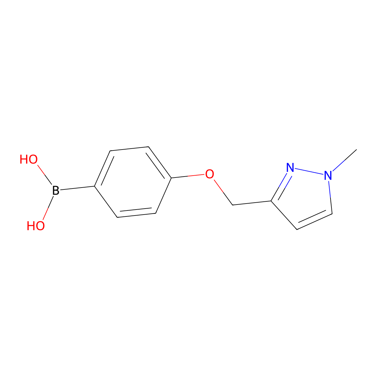 {4-[(1-methyl-1H-pyrazol-3-yl)methoxy]phenyl}boronic acid molecular structure, CAS 2246898-37-1