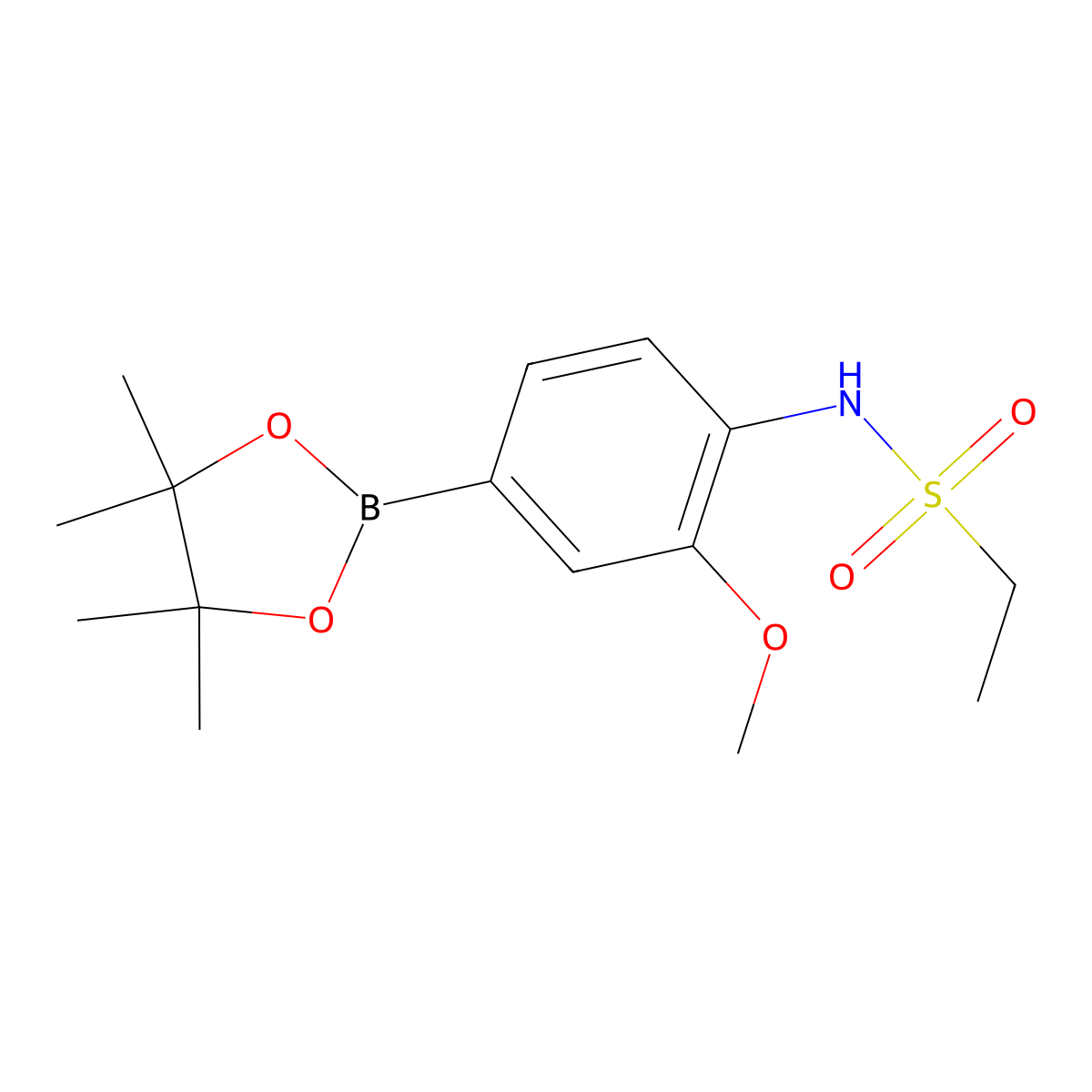 N-(2-methoxy-4-(4,4,5,5-tetramethyl-1,3,2-dioxaborolan-2-yl)phenyl)ethanesulfonamide molecular structure, CAS 2246900-42-3
