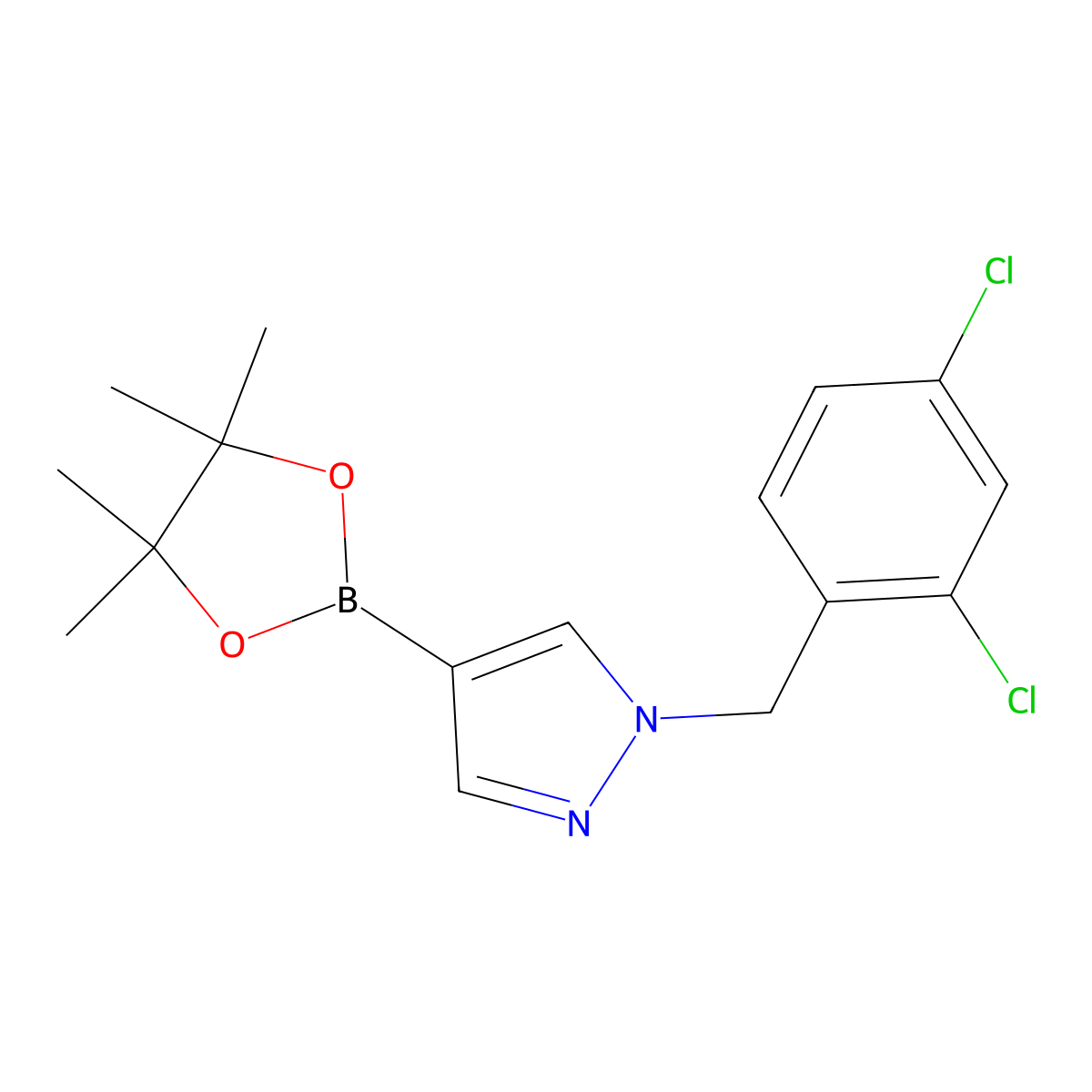 1-[(2,4-dichlorophenyl)methyl]-4-(tetramethyl-1,3,2-dioxaborolan-2-yl)-1H-pyrazole molecular structure, CAS 2246901-18-6