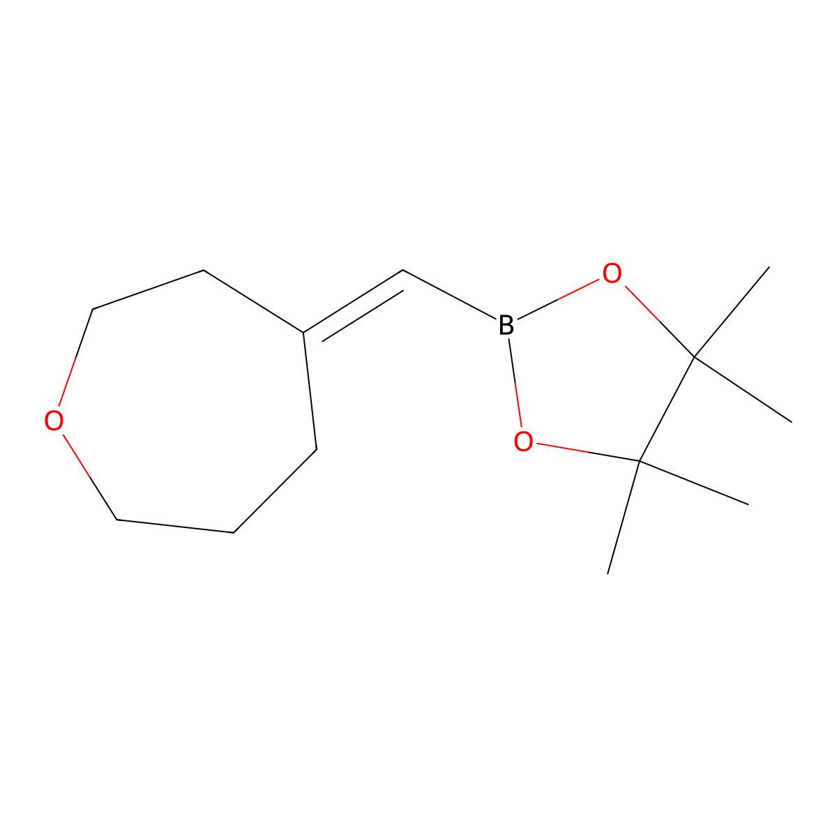 4,4,5,5-Tetramethyl-2-[(oxepan-4-ylidene)methyl]-1,3,2-dioxaborolane molecular structure, CAS 2246913-21-1