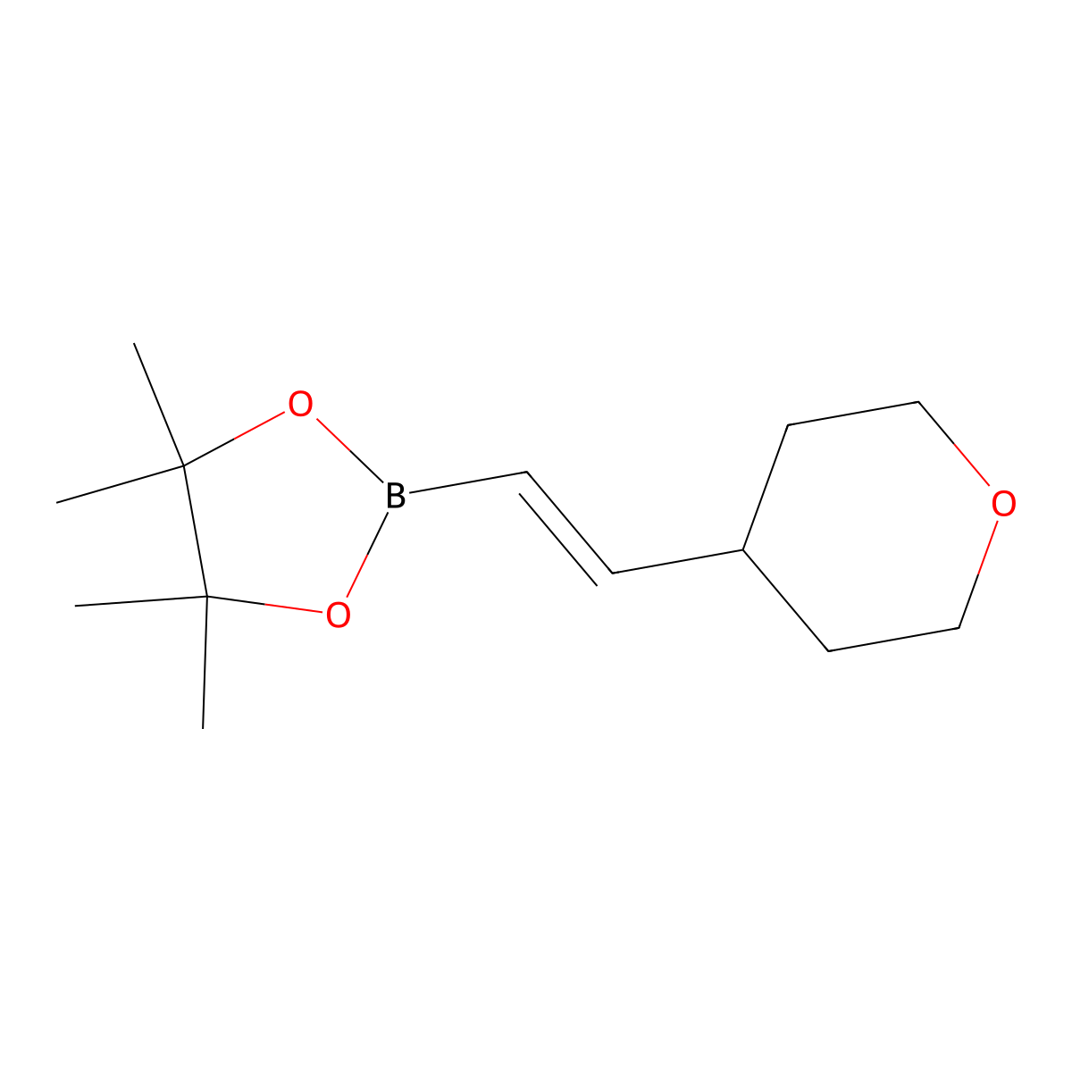 4,4,5,5-tetramethyl-2-[(1E)-2-(oxan-4-yl)ethenyl]-1,3,2-dioxaborolane molecular structure, CAS 2246920-82-9