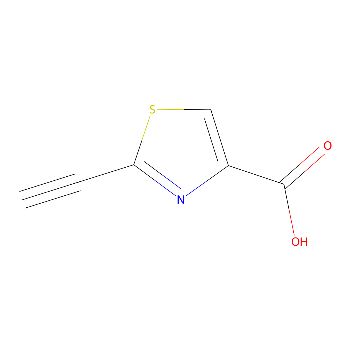 2-Ethynylthiazole-4-carboxylic acid molecular structure, CAS 2246923-22-6