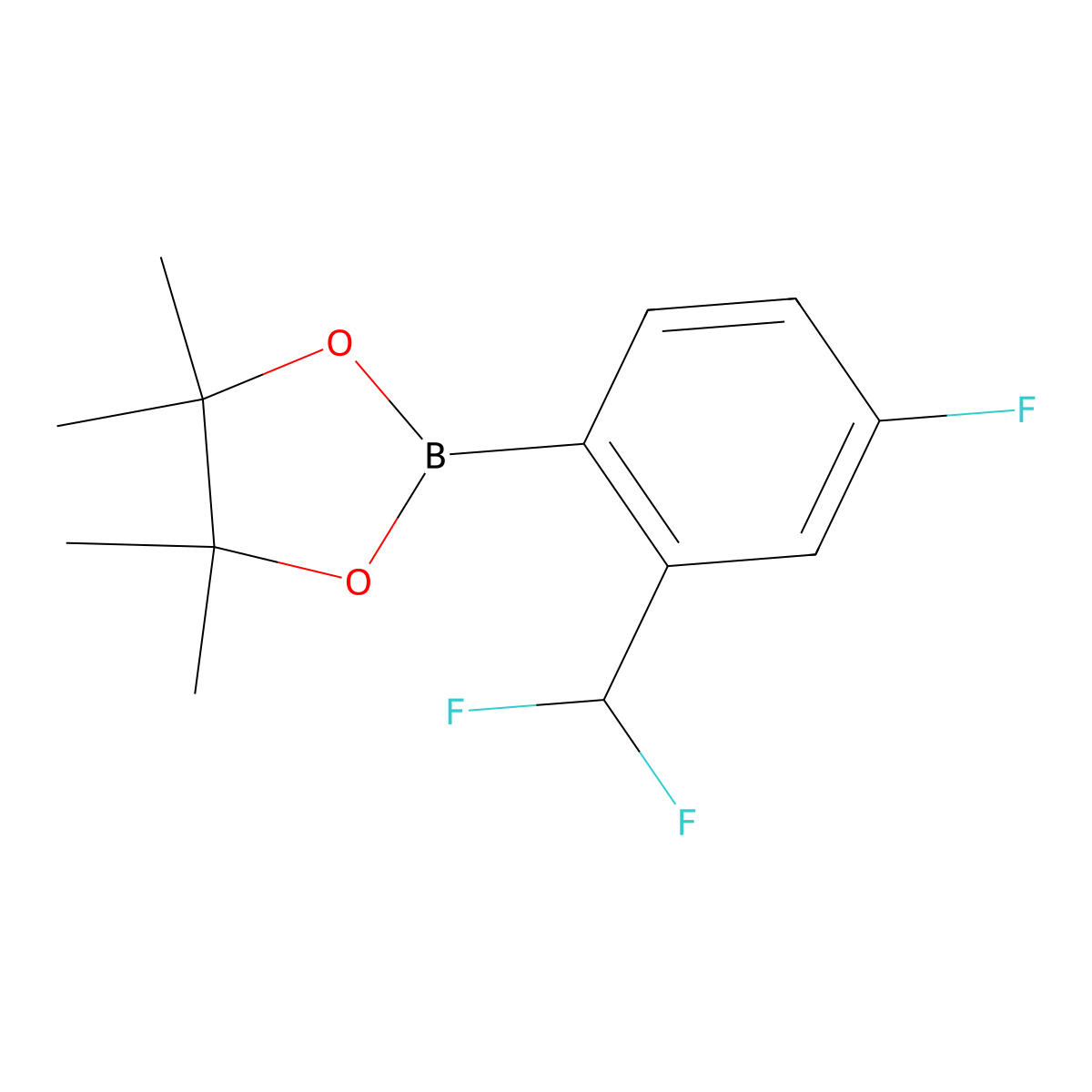 2-[2-(Difluoromethyl)-4-fluorophenyl]-4,4,5,5-tetramethyl-1,3,2-dioxaborolane molecular structure, CAS 2246993-38-2