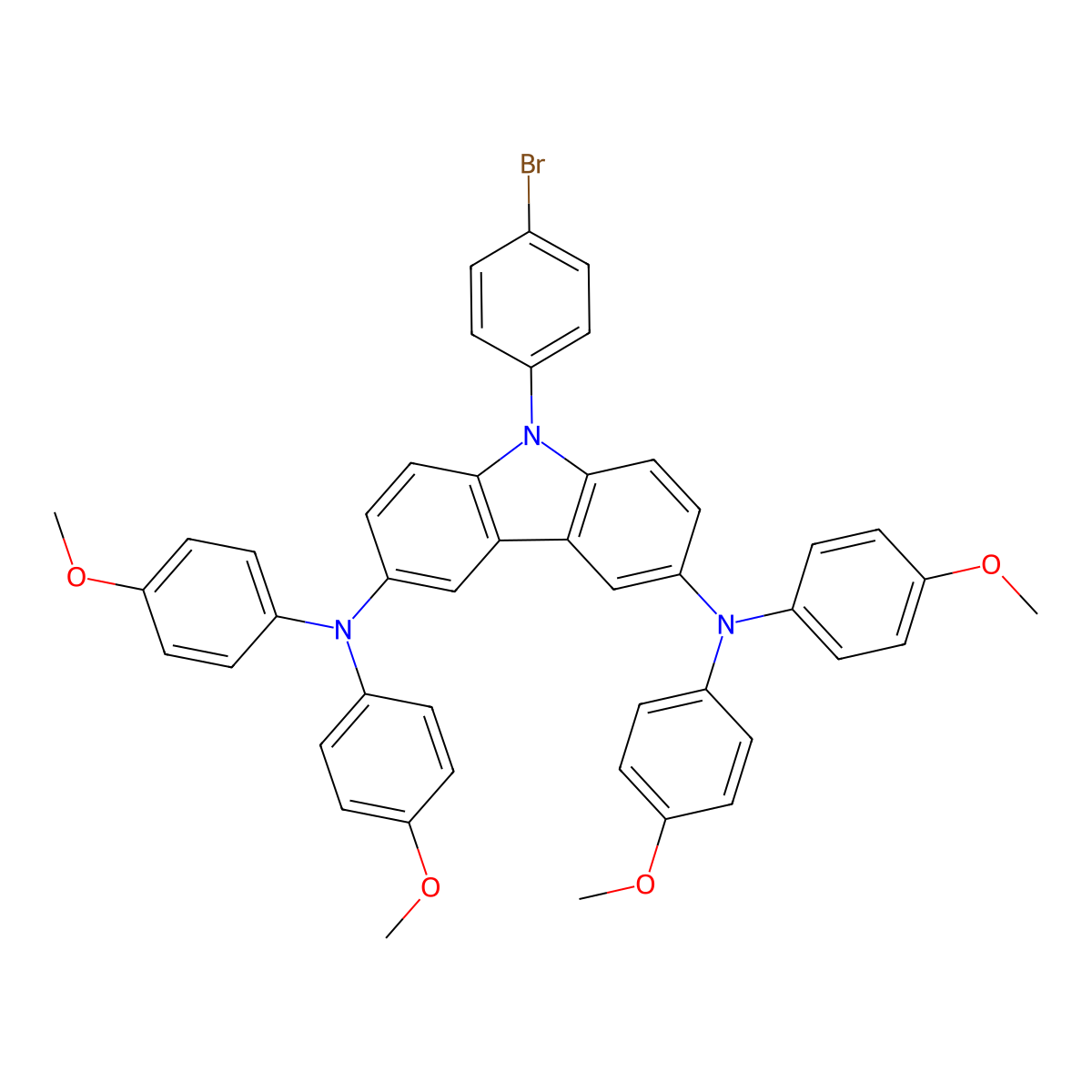 9-(4-Bromophenyl)-N3,N3,N6,N6-tetrakis(4-methoxyphenyl)-9H-carbazole-3,6-diamine molecular structure, CAS 2247046-92-8