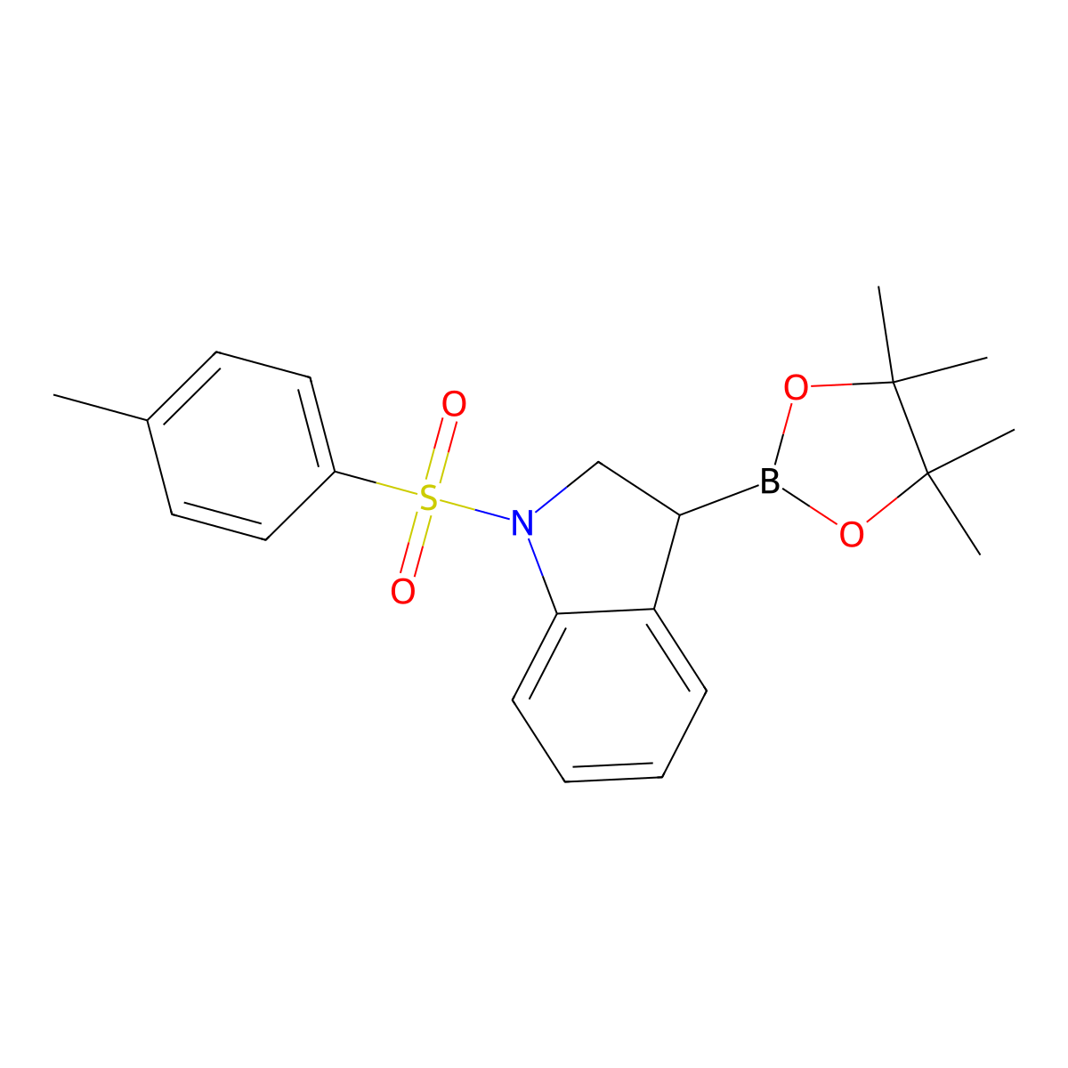 1-(4-methylbenzenesulfonyl)-3-(4,4,5,5-tetramethyl-1,3,2-dioxaborolan-2-yl)-2,3-dihydro-1H-indole molecular structure, CAS 2247047-56-7