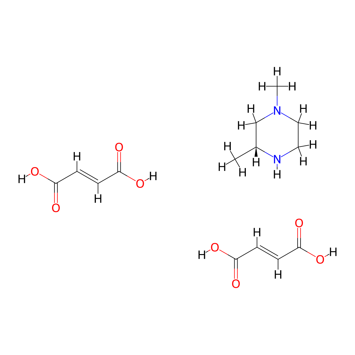 bis((E)-but-2-enedioic acid);(3R)-1,3-dimethylpiperazine molecular structure, CAS 2247087-97-2