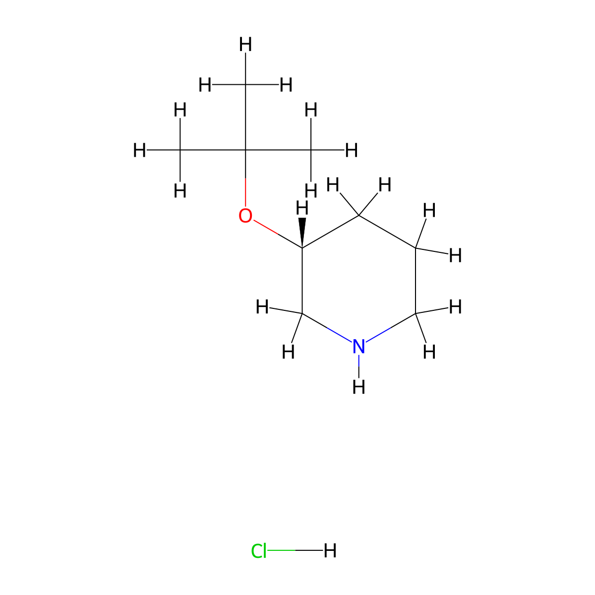 (3R)-3-(tert-butoxy)piperidine hydrochloride molecular structure, CAS 2247088-05-5