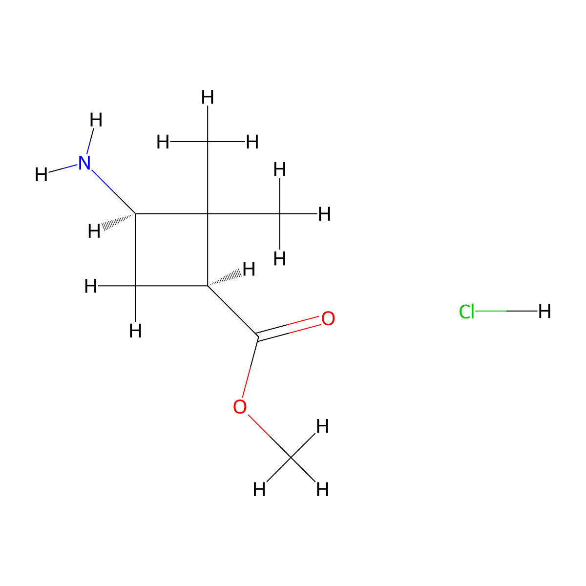 methyl (1S,3R)-3-amino-2,2-dimethylcyclobutane-1-carboxylate hydrochloride molecular structure, CAS 2247088-07-7