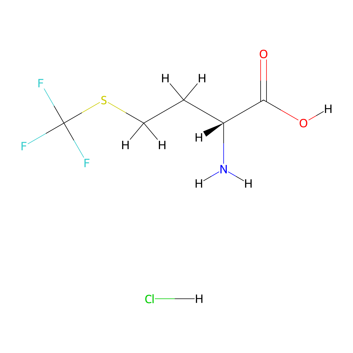 (2R)-2-amino-4-[(trifluoromethyl)sulfanyl]butanoic acid hydrochloride molecular structure, CAS 2247088-11-3
