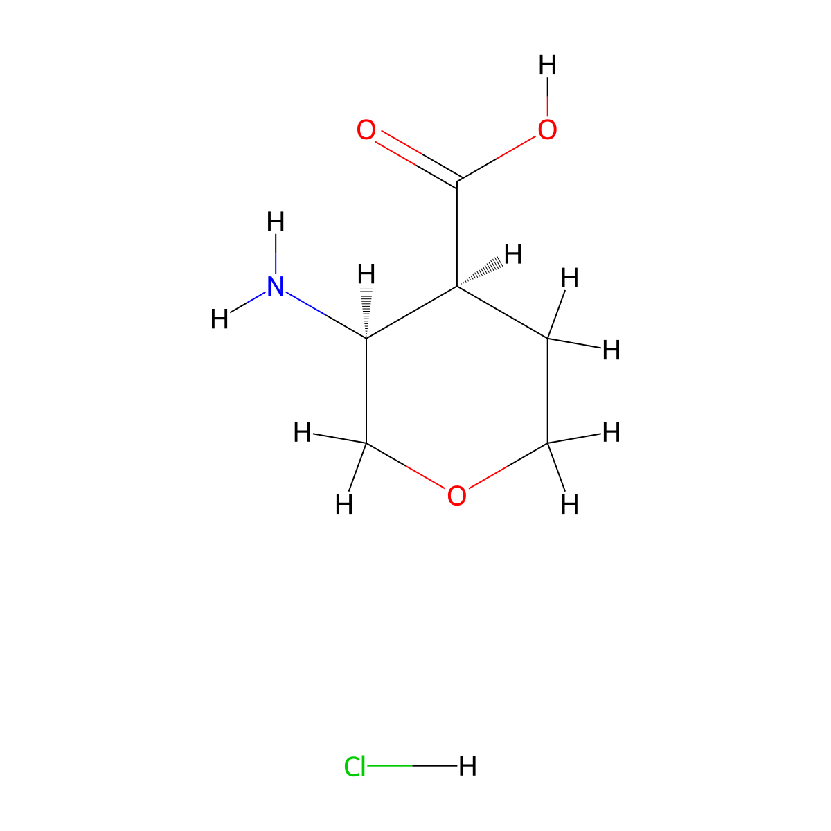 (3S,4S)-3-aminooxane-4-carboxylic acid hydrochloride molecular structure, CAS 2247088-22-6