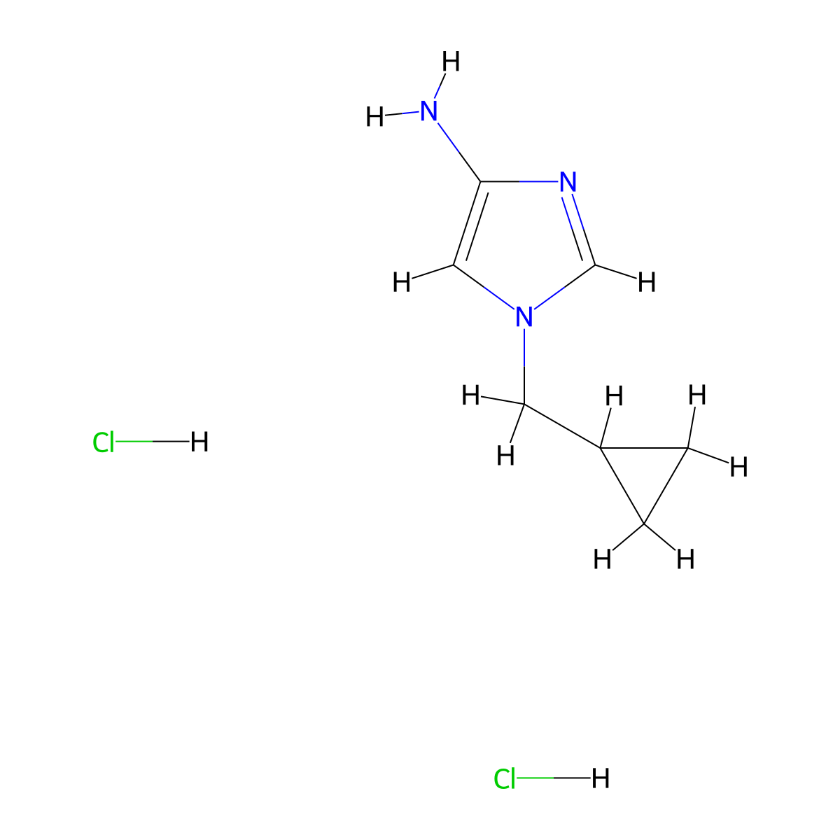 1-(cyclopropylmethyl)-1H-imidazol-4-amine dihydrochloride molecular structure, CAS 2247101-93-3