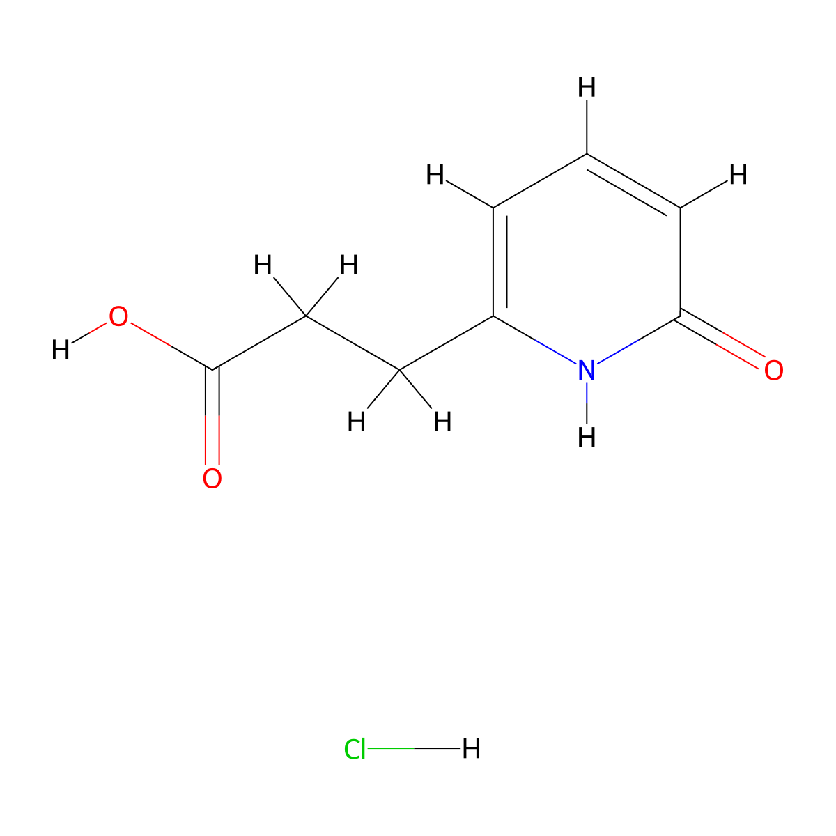 3-(6-Oxo-1,6-dihydropyridin-2-yl)propanoic acid hydrochloride molecular structure, CAS 2247101-94-4