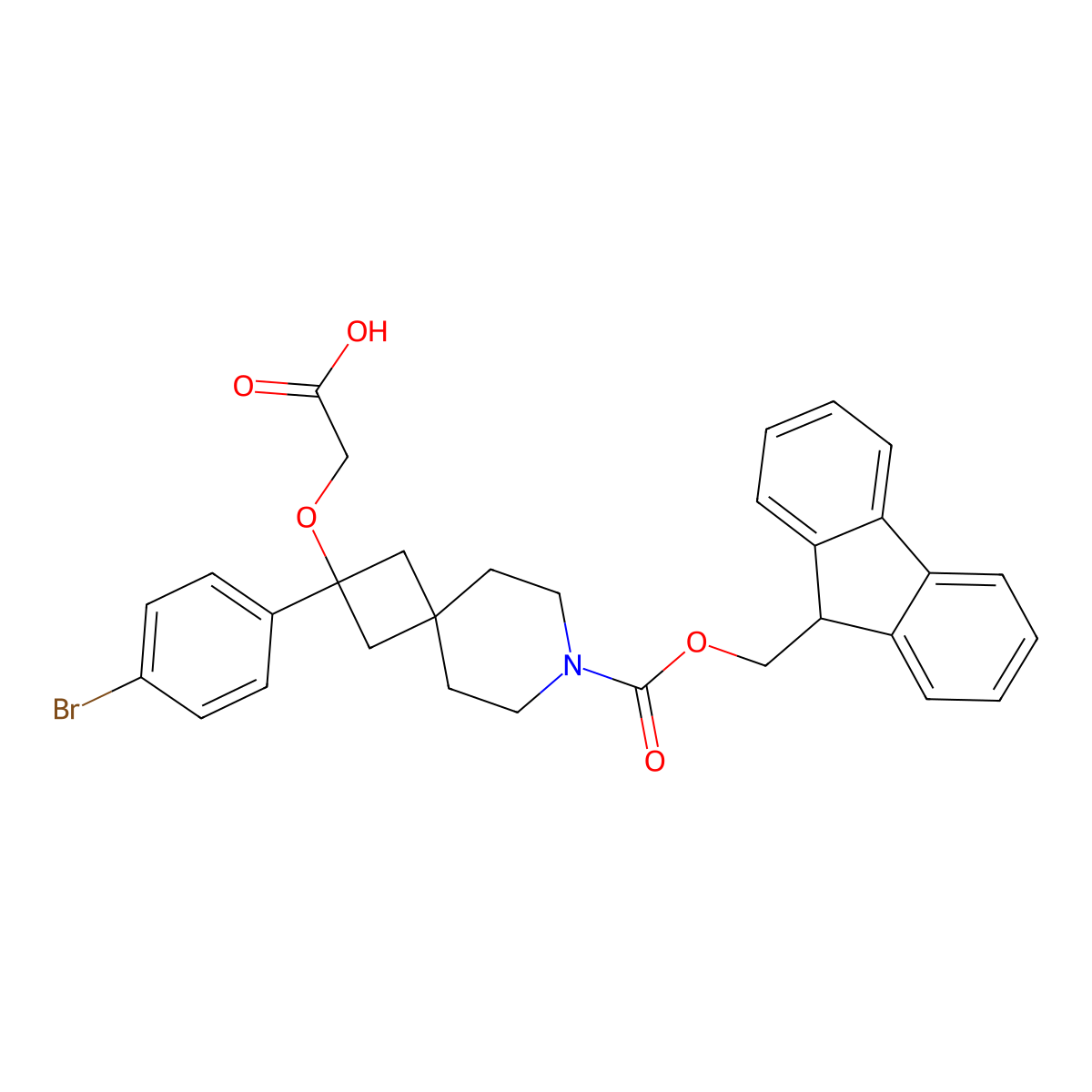 2-{[2-(4-bromophenyl)-7-{[(9H-fluoren-9-yl)methoxy]carbonyl}-7-azaspiro[3.5]nonan-2-yl]oxy}acetic acid molecular structure, CAS 2247102-07-2