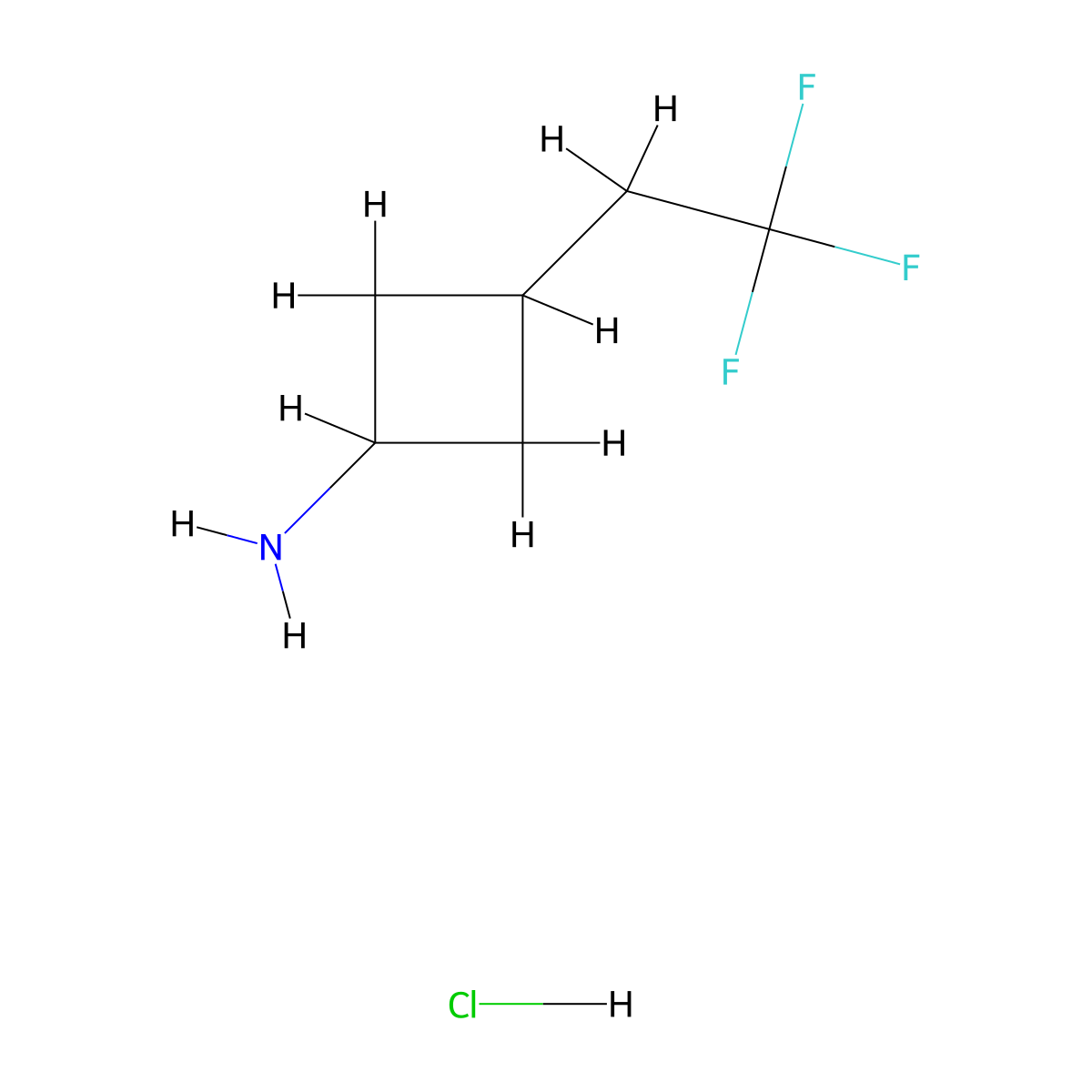 3-(2,2,2-Trifluoroethyl)cyclobutan-1-amine hydrochloride molecular structure, CAS 2247102-11-8