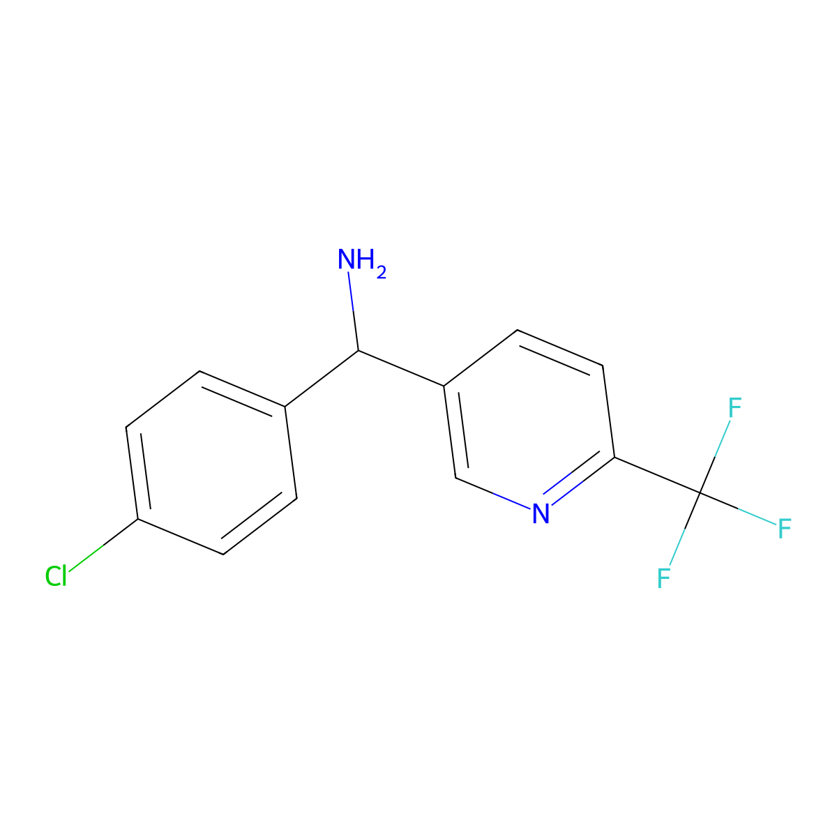 (4-Chlorophenyl)[6-(trifluoromethyl)pyridin-3-yl]methanamine molecular structure, CAS 2247102-12-9