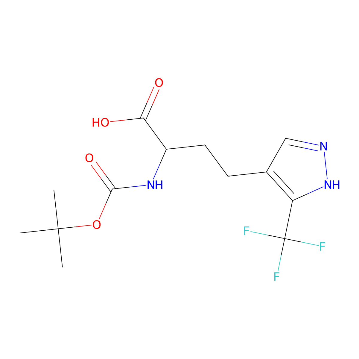 2-{[(tert-butoxy)carbonyl]amino}-4-[3-(trifluoromethyl)-1H-pyrazol-4-yl]butanoicacid molecular structure, CAS 2247102-24-3