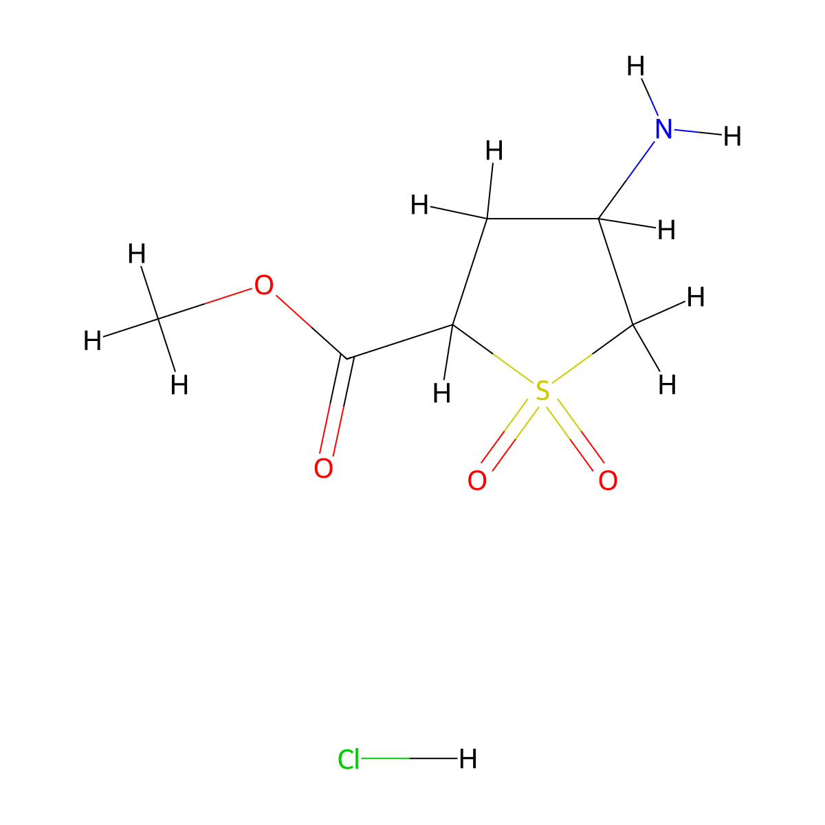 Methyl 4-amino-1,1-dioxo-1lambda6-thiolane-2-carboxylate hydrochloride molecular structure, CAS 2247102-28-7