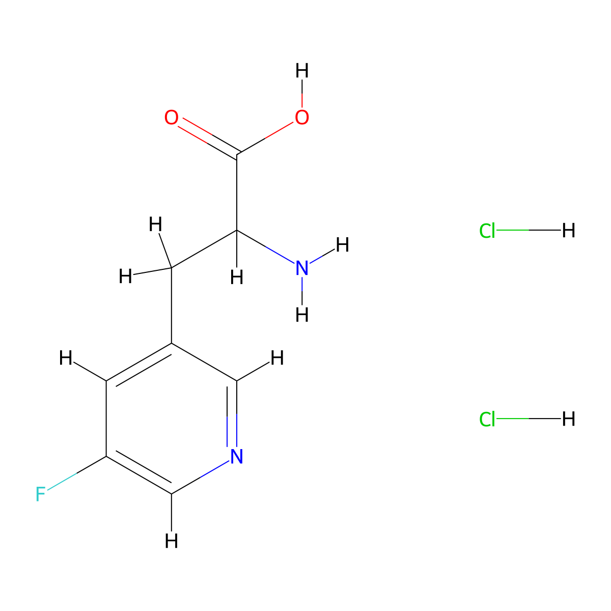 2-Amino-3-(5-fluoropyridin-3-yl)propanoic acid dihydrochloride molecular structure, CAS 2247102-29-8