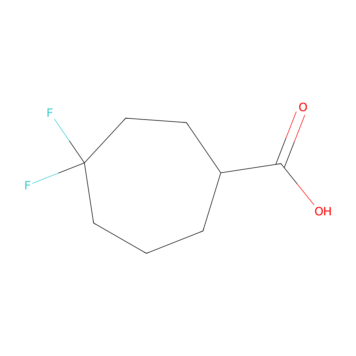 4,4-Difluorocycloheptane-1-carboxylic acid molecular structure, CAS 2247102-30-1