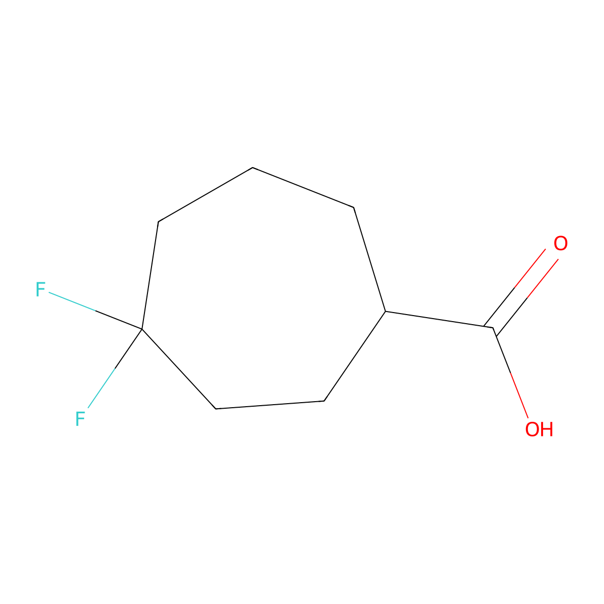 4,4-Difluorocycloheptane-1-carboxylic acid molecular structure, CAS 2247102-30-1