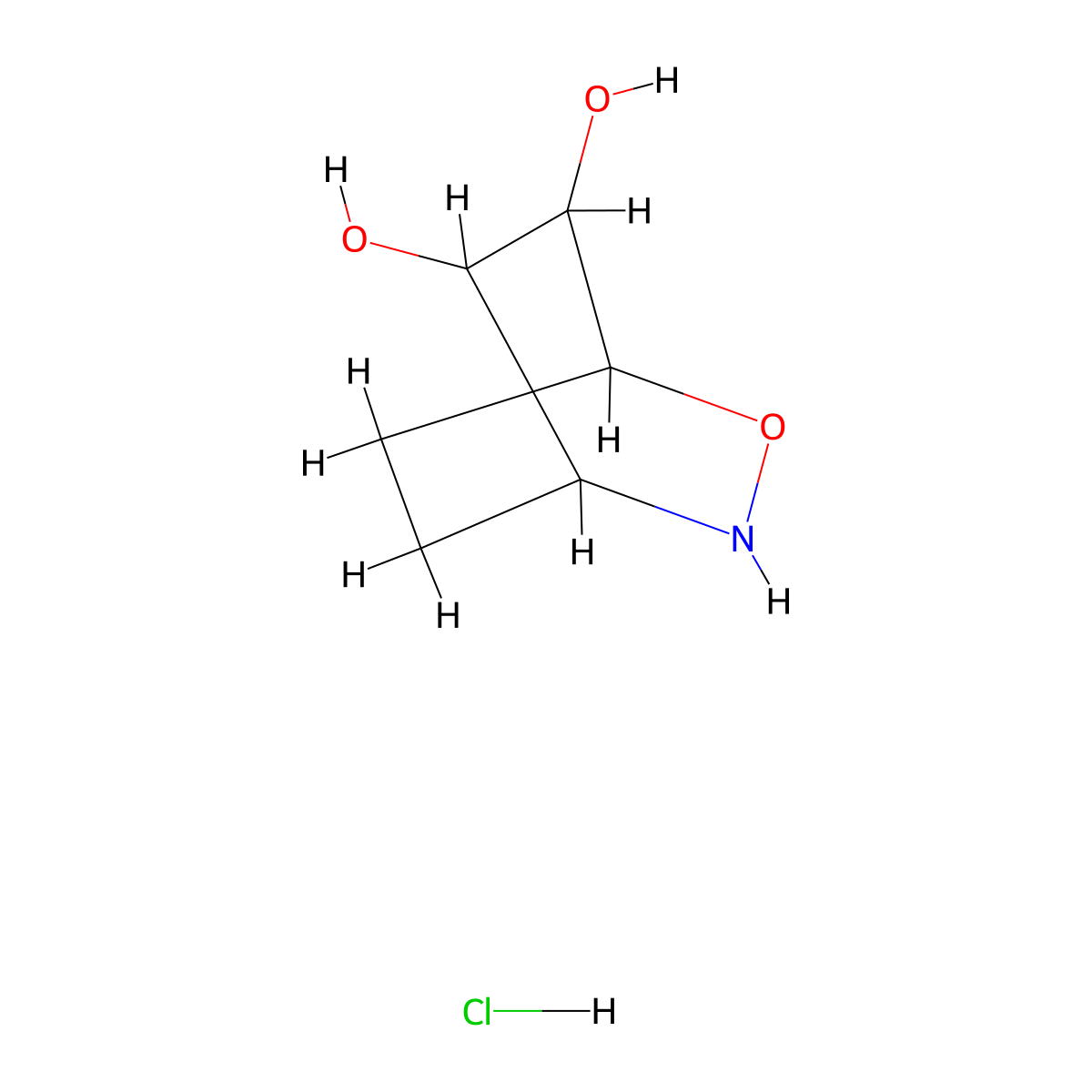 2-Oxa-3-azabicyclo[2.2.2]octane-5,6-diol hydrochloride molecular structure, CAS 2247102-35-6