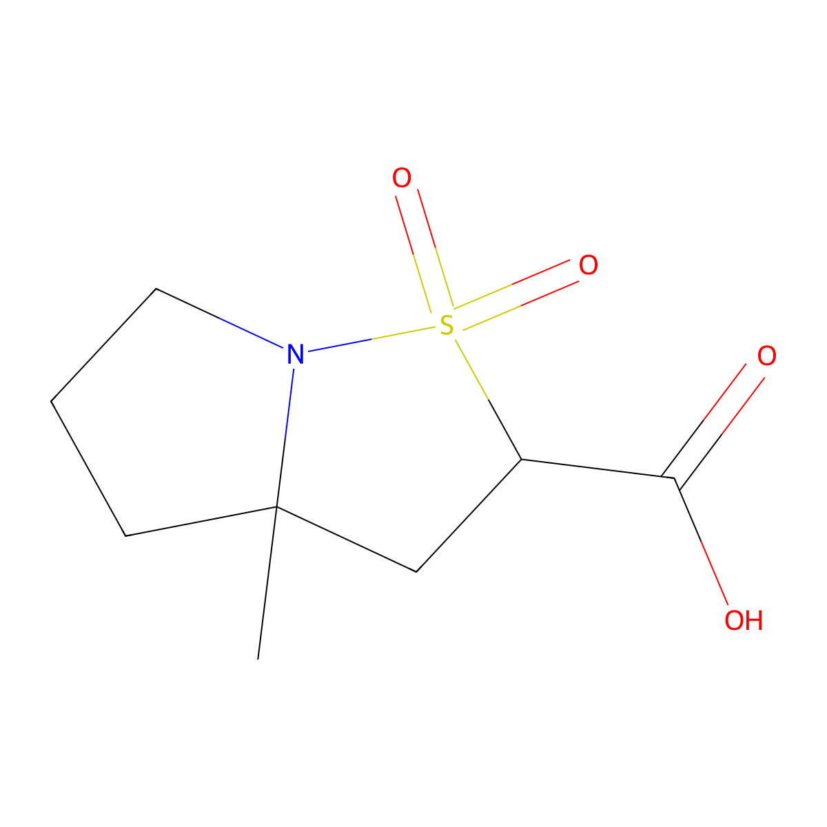 3a-Methyl-1,1-dioxo-hexahydro-1lambda6-pyrrolo[1,2-b][1,2]thiazole-2-carboxylic acid molecular structure, CAS 2247102-42-5
